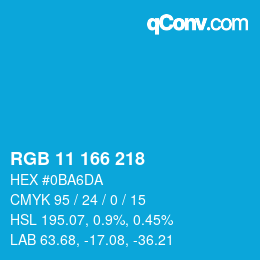Color code: RGB 11 166 218 | qconv.com