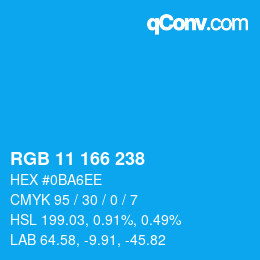 Color code: RGB 11 166 238 | qconv.com