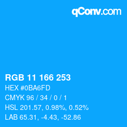 Color code: RGB 11 166 253 | qconv.com