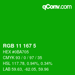 Farbcode: RGB 11 167 5 | qconv.com