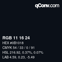 Color code: RGB 11 16 24 | qconv.com