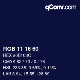 カラーコード: RGB 11 16 60 | qconv.com