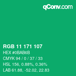 Color code: RGB 11 171 107 | qconv.com