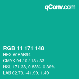 Color code: RGB 11 171 148 | qconv.com