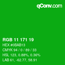 カラーコード: RGB 11 171 19 | qconv.com