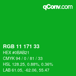 Color code: RGB 11 171 33 | qconv.com