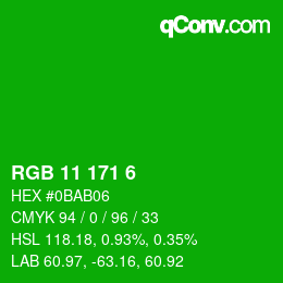 Color code: RGB 11 171 6 | qconv.com