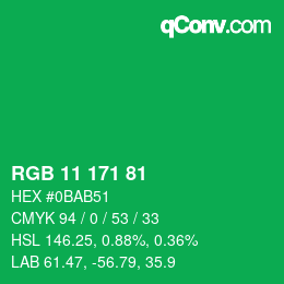 Color code: RGB 11 171 81 | qconv.com