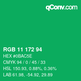 Color code: RGB 11 172 94 | qconv.com