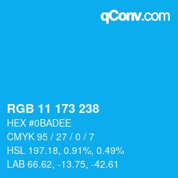 Color code: RGB 11 173 238 | qconv.com