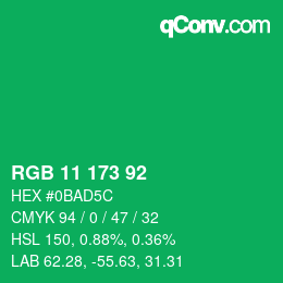 Color code: RGB 11 173 92 | qconv.com
