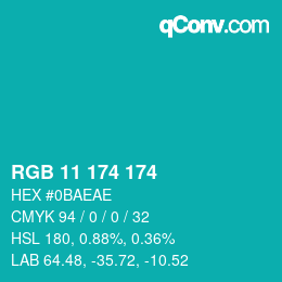 Color code: RGB 11 174 174 | qconv.com