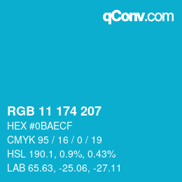 Color code: RGB 11 174 207 | qconv.com