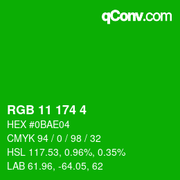 Color code: RGB 11 174 4 | qconv.com