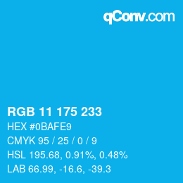 Color code: RGB 11 175 233 | qconv.com