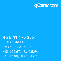 カラーコード: RGB 11 175 255 | qconv.com