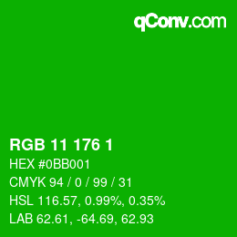 Color code: RGB 11 176 1 | qconv.com