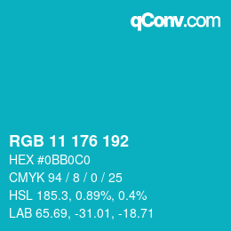 Color code: RGB 11 176 192 | qconv.com