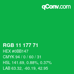カラーコード: RGB 11 177 71 | qconv.com