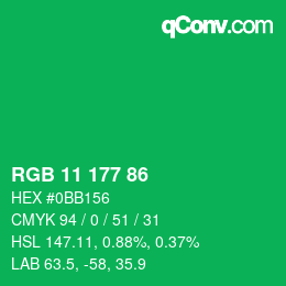 Color code: RGB 11 177 86 | qconv.com