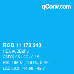 Color code: RGB 11 178 243 | qconv.com