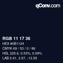 Color code: RGB 11 17 36 | qconv.com
