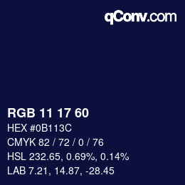カラーコード: RGB 11 17 60 | qconv.com