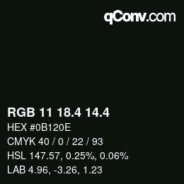 カラーコード: RGB 11 18.4 14.4 | qconv.com