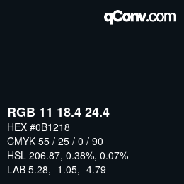 カラーコード: RGB 11 18.4 24.4 | qconv.com