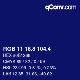 カラーコード: RGB 11 18.8 104.4 | qconv.com