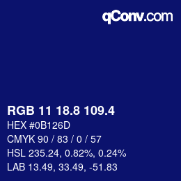 カラーコード: RGB 11 18.8 109.4 | qconv.com