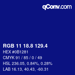 カラーコード: RGB 11 18.8 129.4 | qconv.com