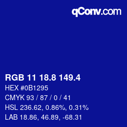 カラーコード: RGB 11 18.8 149.4 | qconv.com