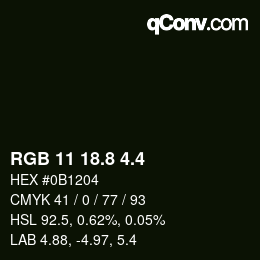 カラーコード: RGB 11 18.8 4.4 | qconv.com