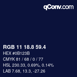 カラーコード: RGB 11 18.8 59.4 | qconv.com