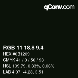 カラーコード: RGB 11 18.8 9.4 | qconv.com