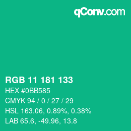 Color code: RGB 11 181 133 | qconv.com