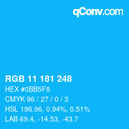 カラーコード: RGB 11 181 248 | qconv.com