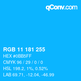 Color code: RGB 11 181 255 | qconv.com