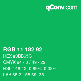 Color code: RGB 11 182 92 | qconv.com