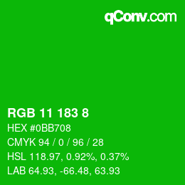 Color code: RGB 11 183 8 | qconv.com