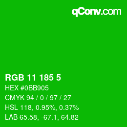 Color code: RGB 11 185 5 | qconv.com