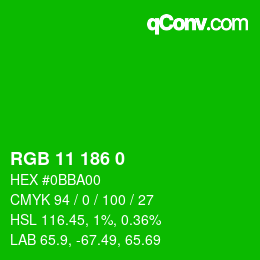 カラーコード: RGB 11 186 0 | qconv.com