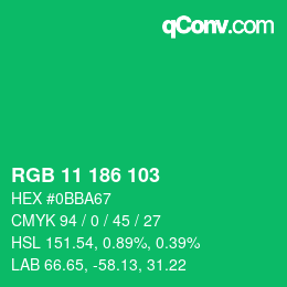 Color code: RGB 11 186 103 | qconv.com
