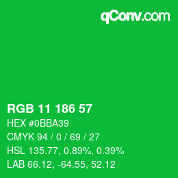 Color code: RGB 11 186 57 | qconv.com