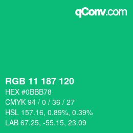 Color code: RGB 11 187 120 | qconv.com