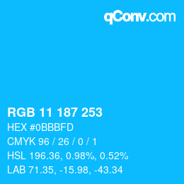 Color code: RGB 11 187 253 | qconv.com