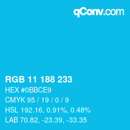 Color code: RGB 11 188 233 | qconv.com