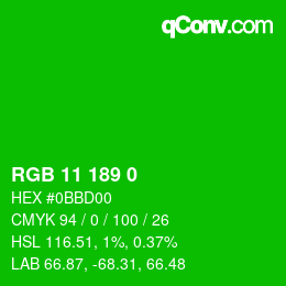 Color code: RGB 11 189 0 | qconv.com