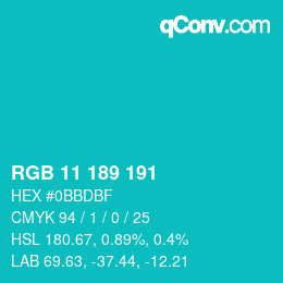 Color code: RGB 11 189 191 | qconv.com